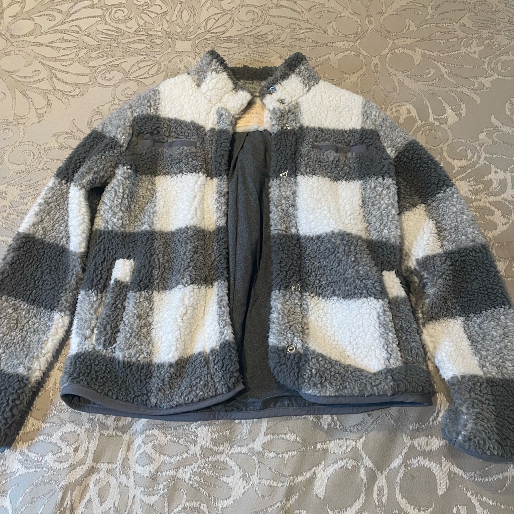 Altar'd State Patchwork Teddy Jacket.